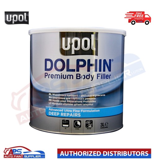 U-POL DOLPHIN PREMIUM BODY FILLER ADVANCED ULTRA FINE DEEP REPAIRS 3 LITRE